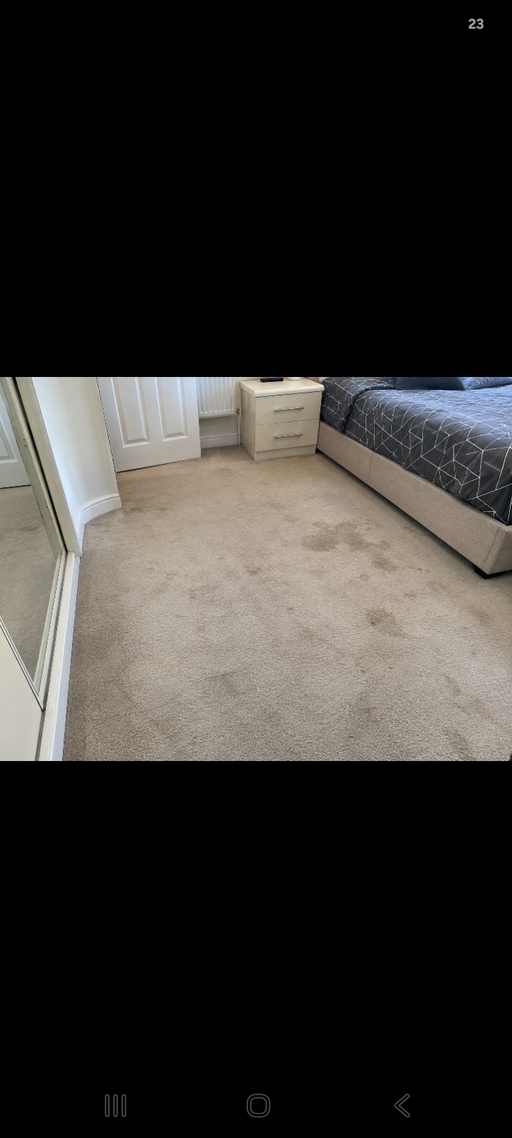 Stained carpet before deep cleaning